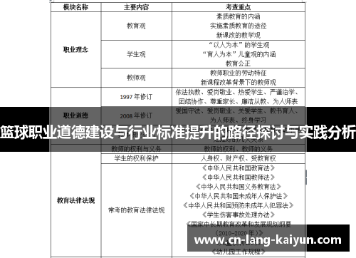 篮球职业道德建设与行业标准提升的路径探讨与实践分析 篮球职业道德建设与行业标准提升的路径探讨与实践分析